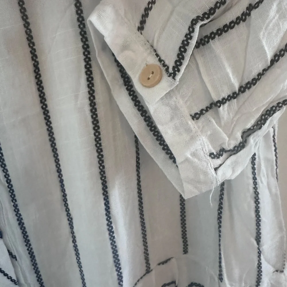 Hayden Los Angeles Striped Tiered Mini Dress Tunic Large White Black